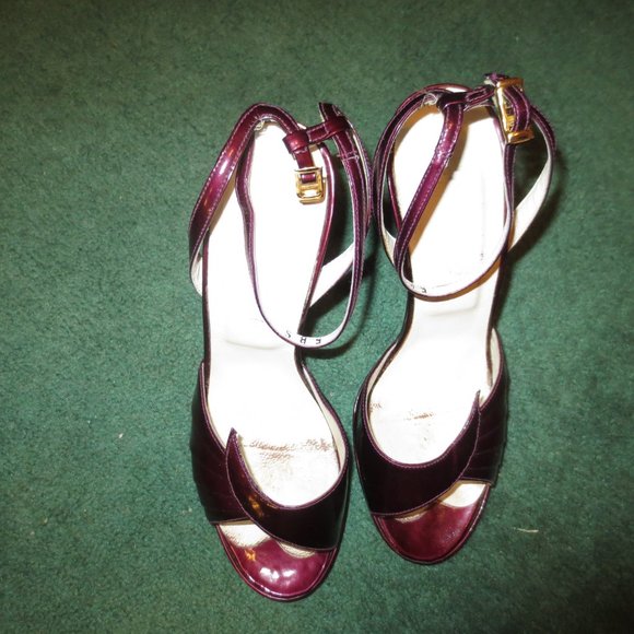 LAST CHANCE   Vintage ITALY MADE Burgundy High Heel Sandals - Picture 9 of 10